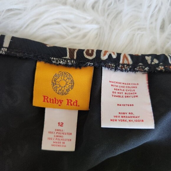 Ruby Rd Tiered Maxi Skirt Women's 12 Pull on Elastic Waist Flowy Lined Southwest - Picture 6 of 14